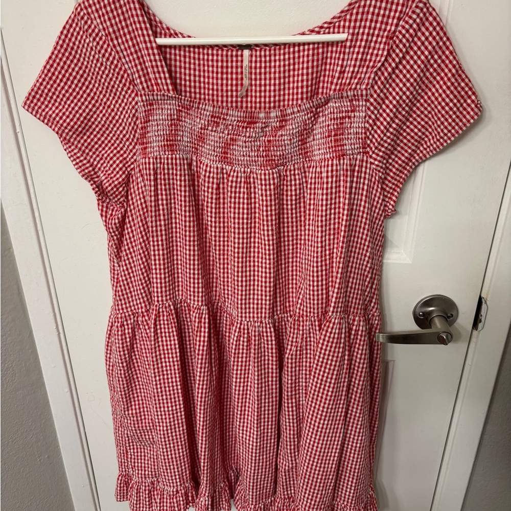 Free People Red Gingham Mini Dress